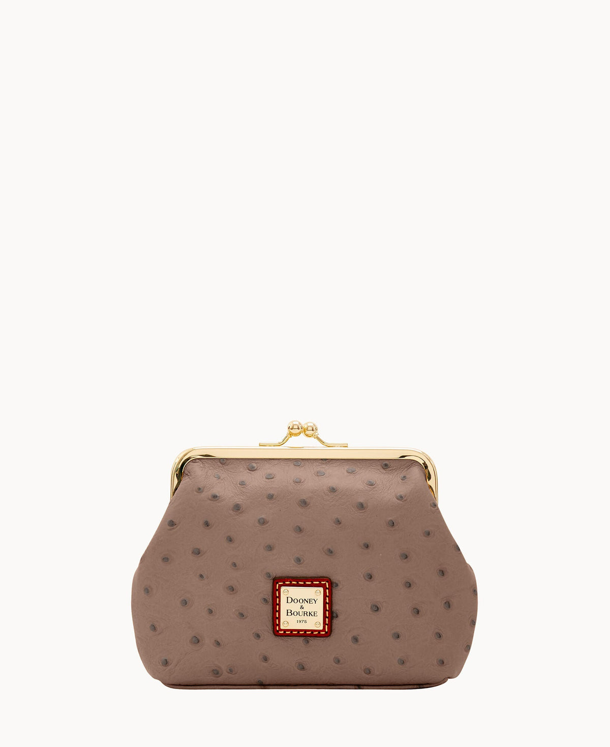 Ostrich Large Framed Purse - Elephant