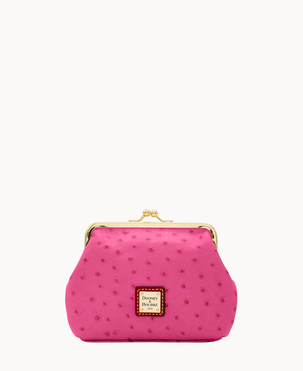 Ostrich Large Framed Purse - Fuchsia
