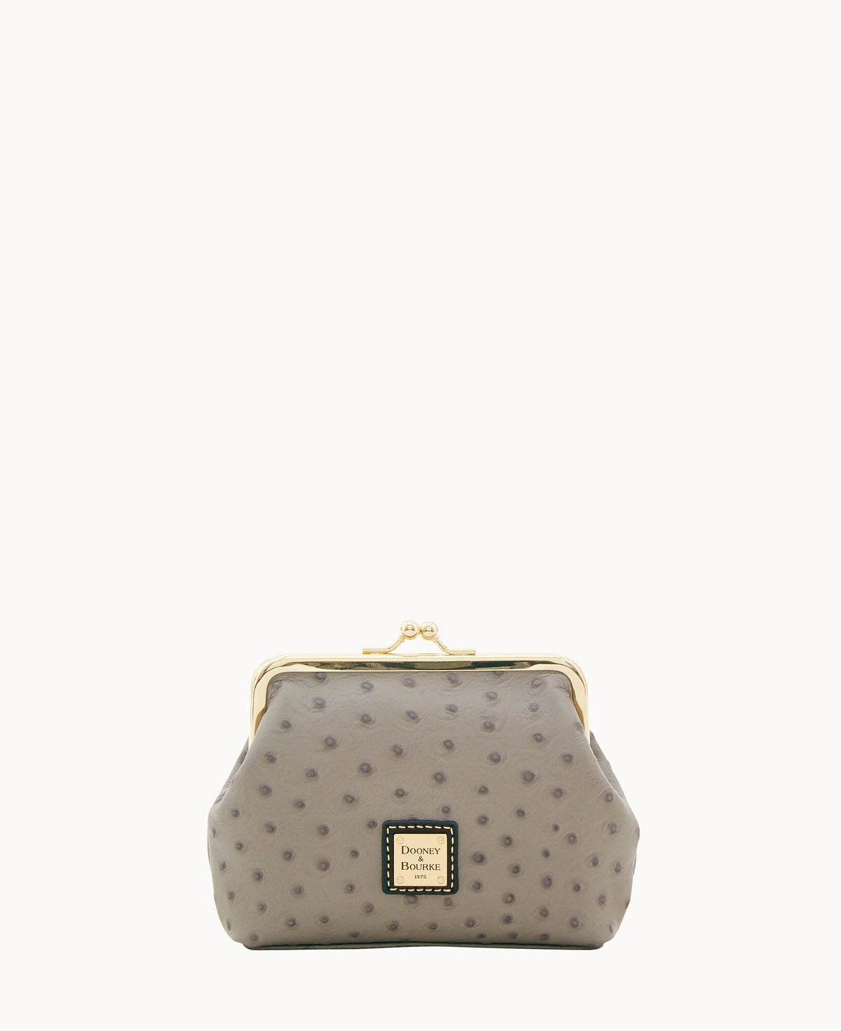 Ostrich Large Framed Purse - Grey