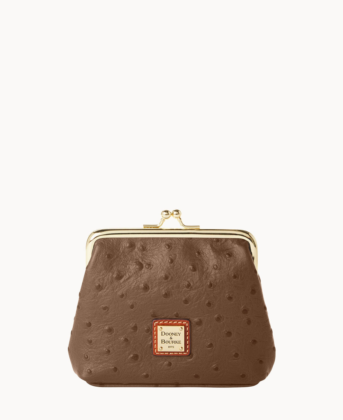 Ostrich Large Framed Purse - Mushroom