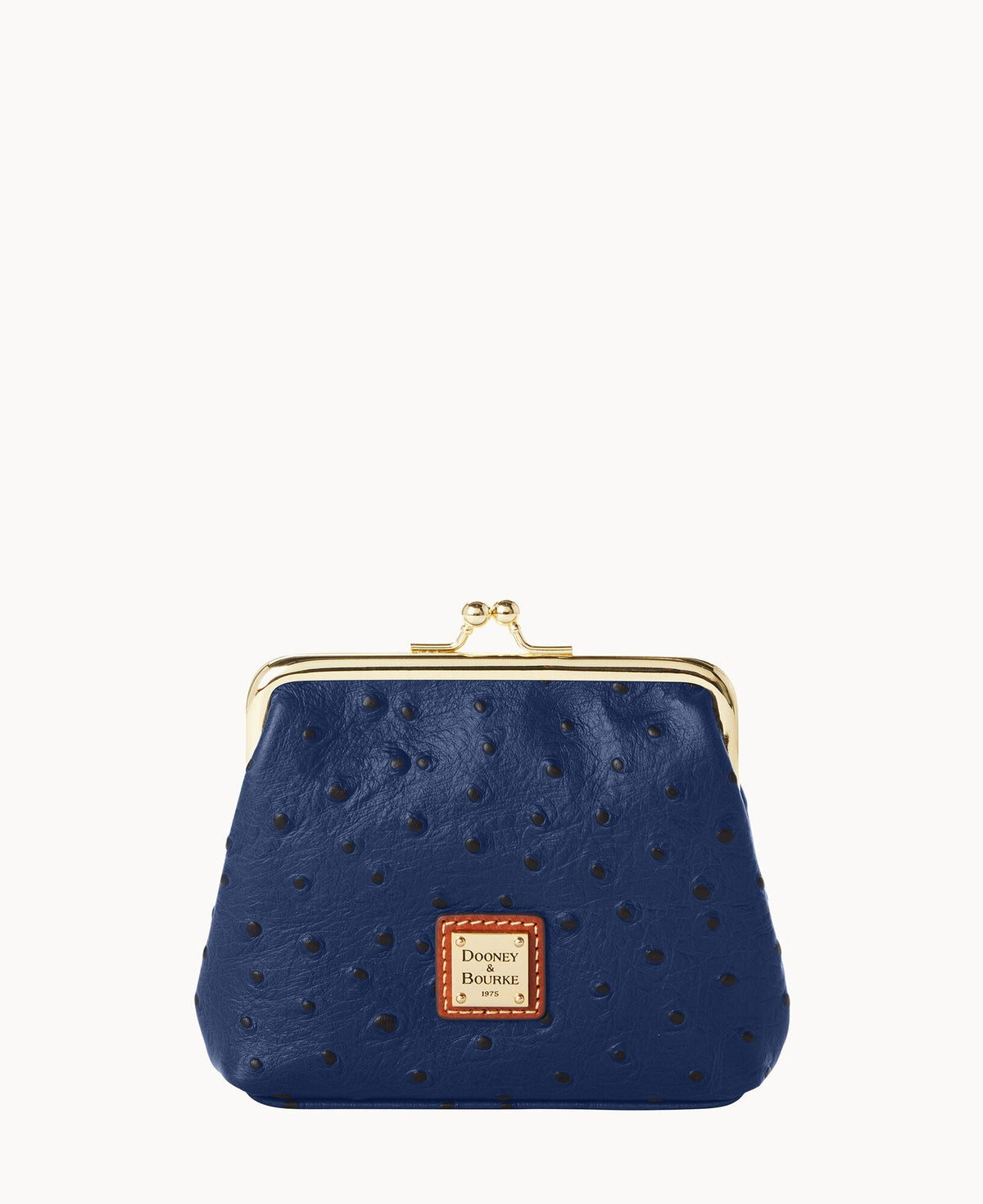 Ostrich Large Framed Purse - Navy