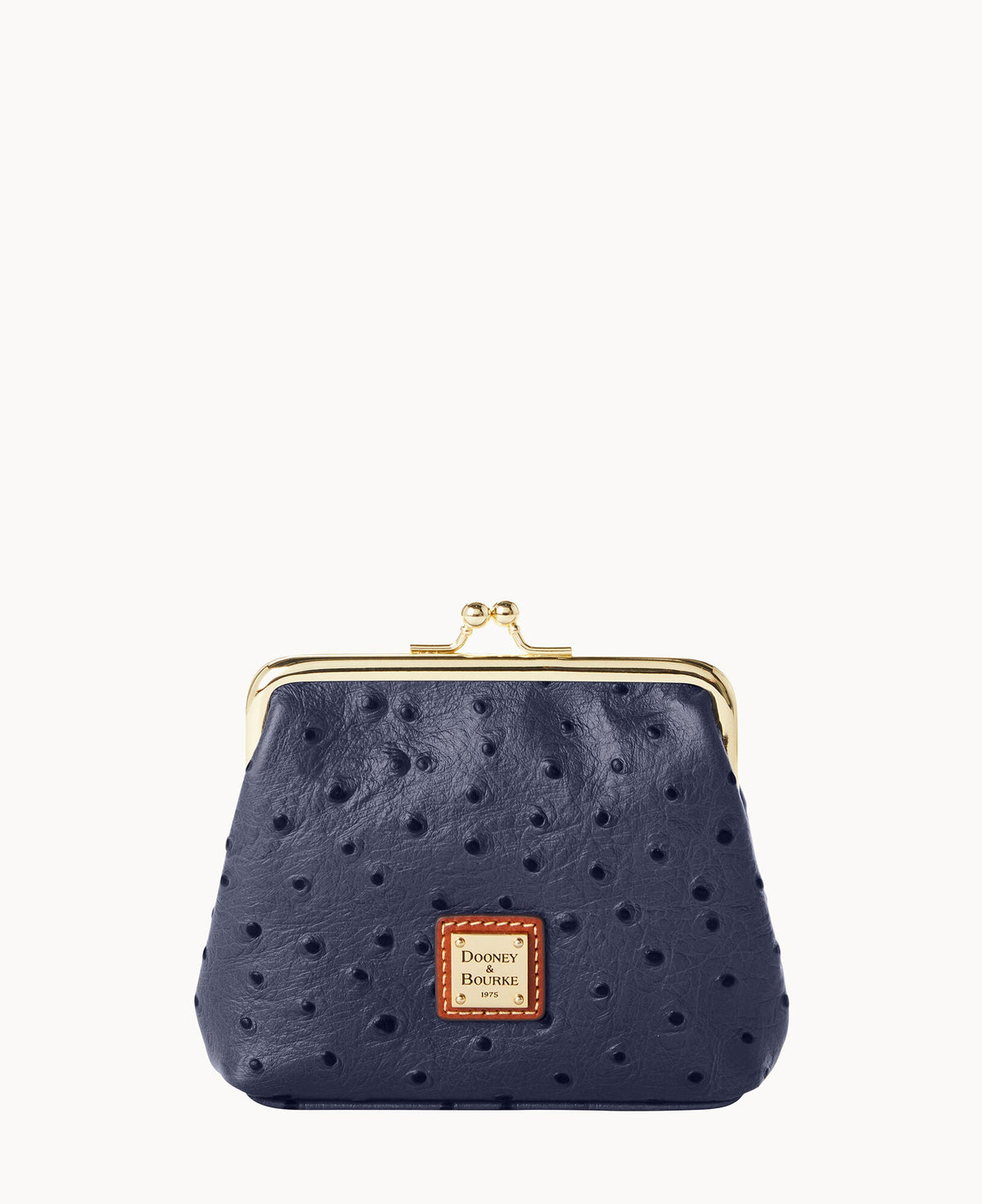 Ostrich Large Framed Purse - Steel Blue
