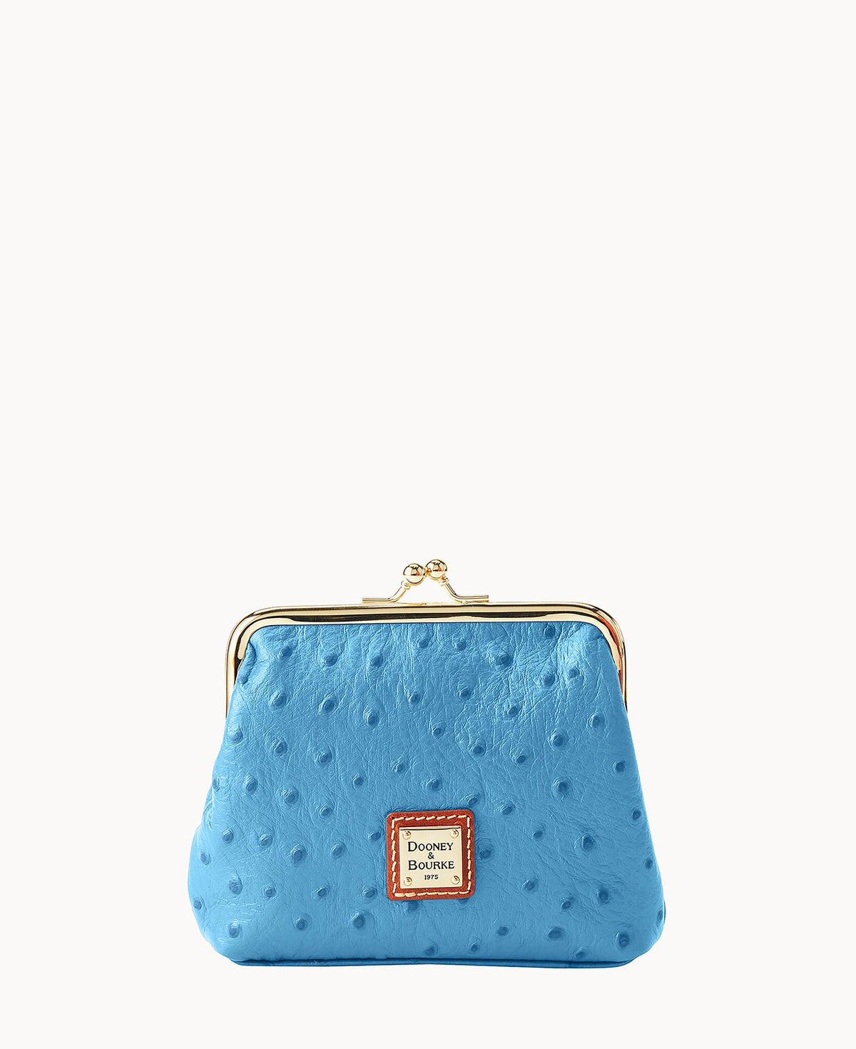 Ostrich Large Framed Purse - Azure