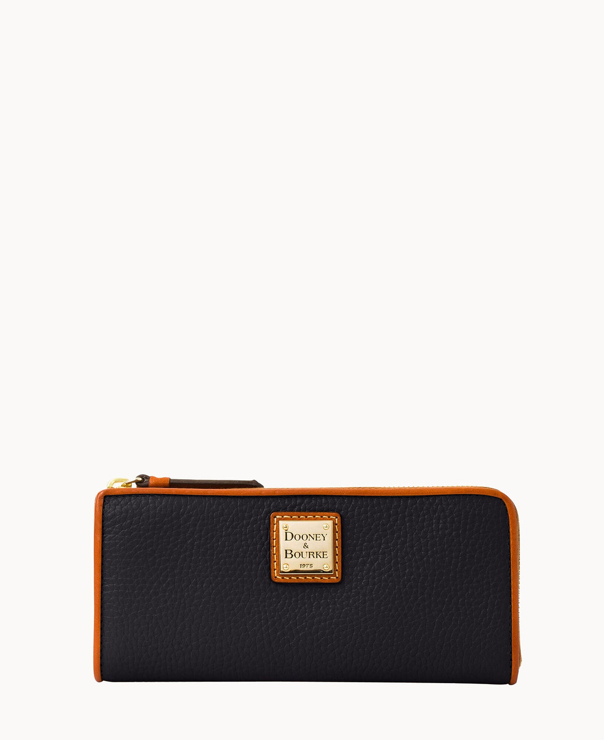 Pebble Grain Zip Clutch - Black