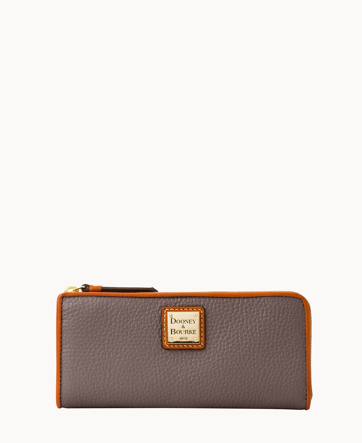 Pebble Grain Zip Clutch - Elephant