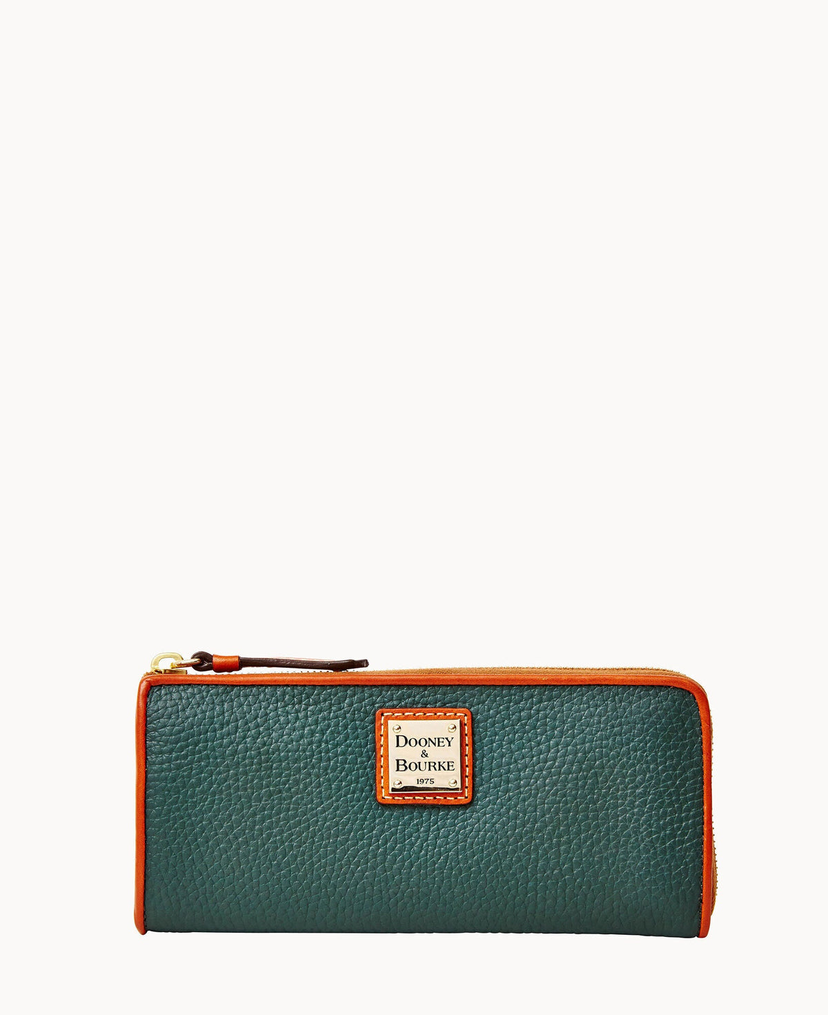 Pebble Grain Zip Clutch - Forest