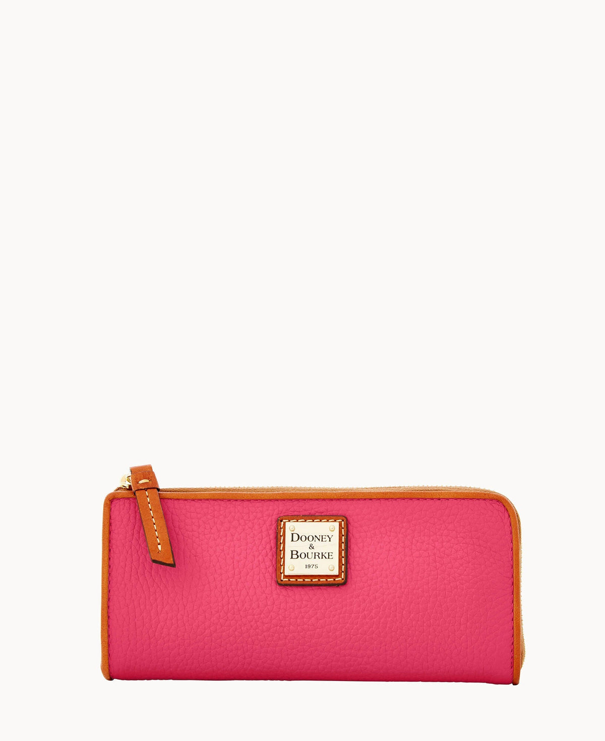 Pebble Grain Zip Clutch - Hot Pink