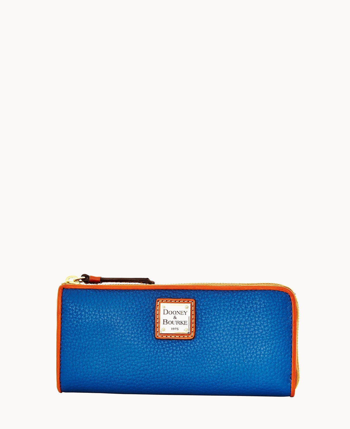 Pebble Grain Zip Clutch - Jeans