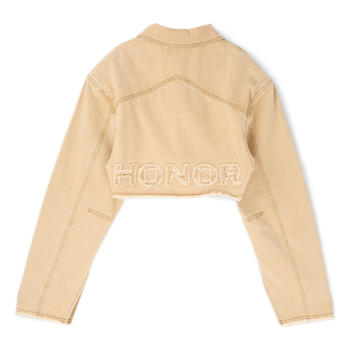 Honor The Gift B-Summer Raw Edge Cropped Jacket (Tan) - Image 2