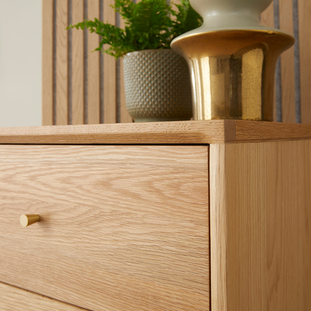 Wright Oak Tallboy Chest of 5 Drawers - Image 3