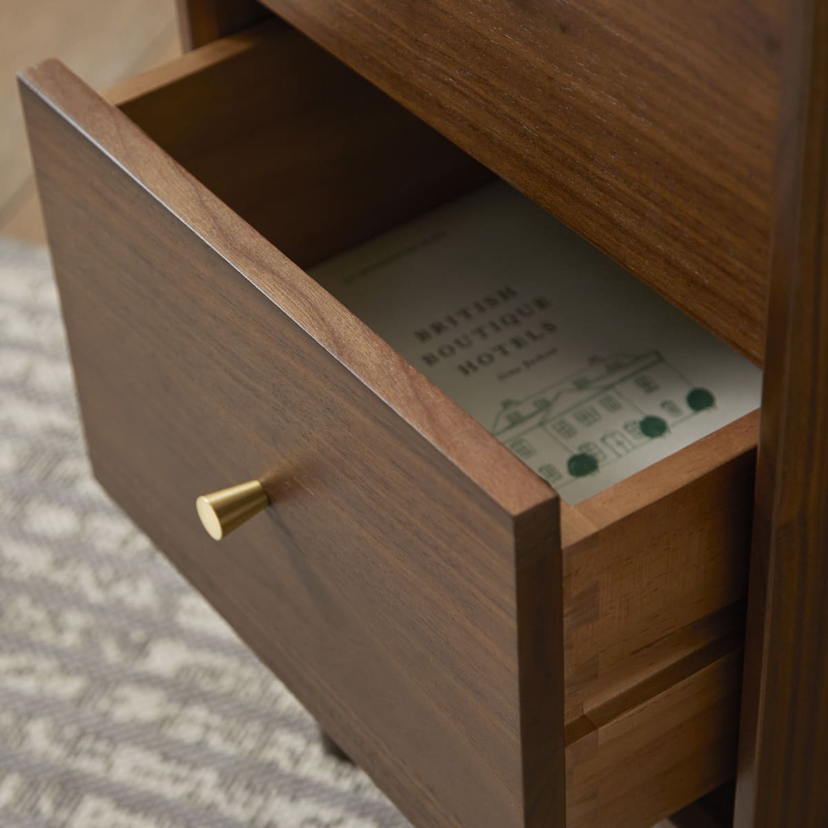 Wright Narrow Walnut Bedside Table - Image 8