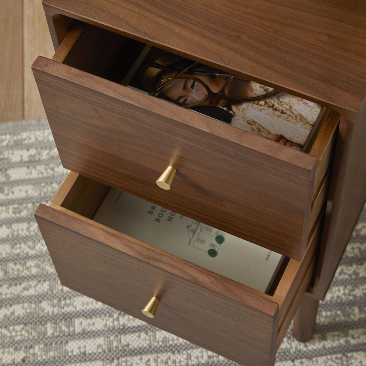 Wright Narrow Walnut Bedside Table - Image 9