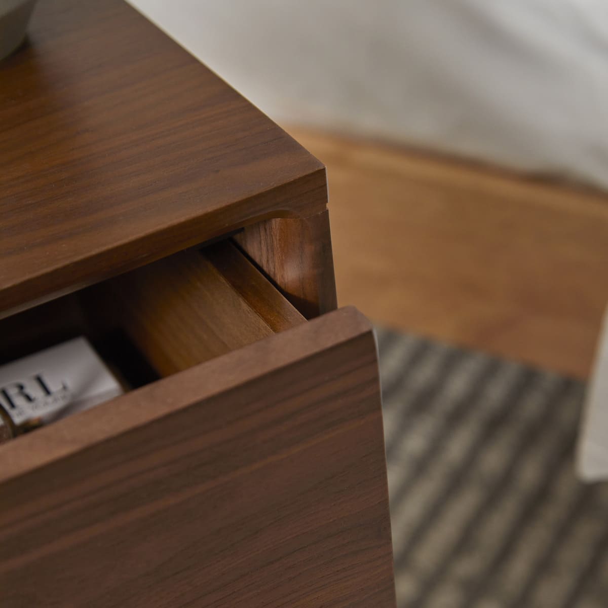 Wright Narrow Walnut Bedside Table - Image 10
