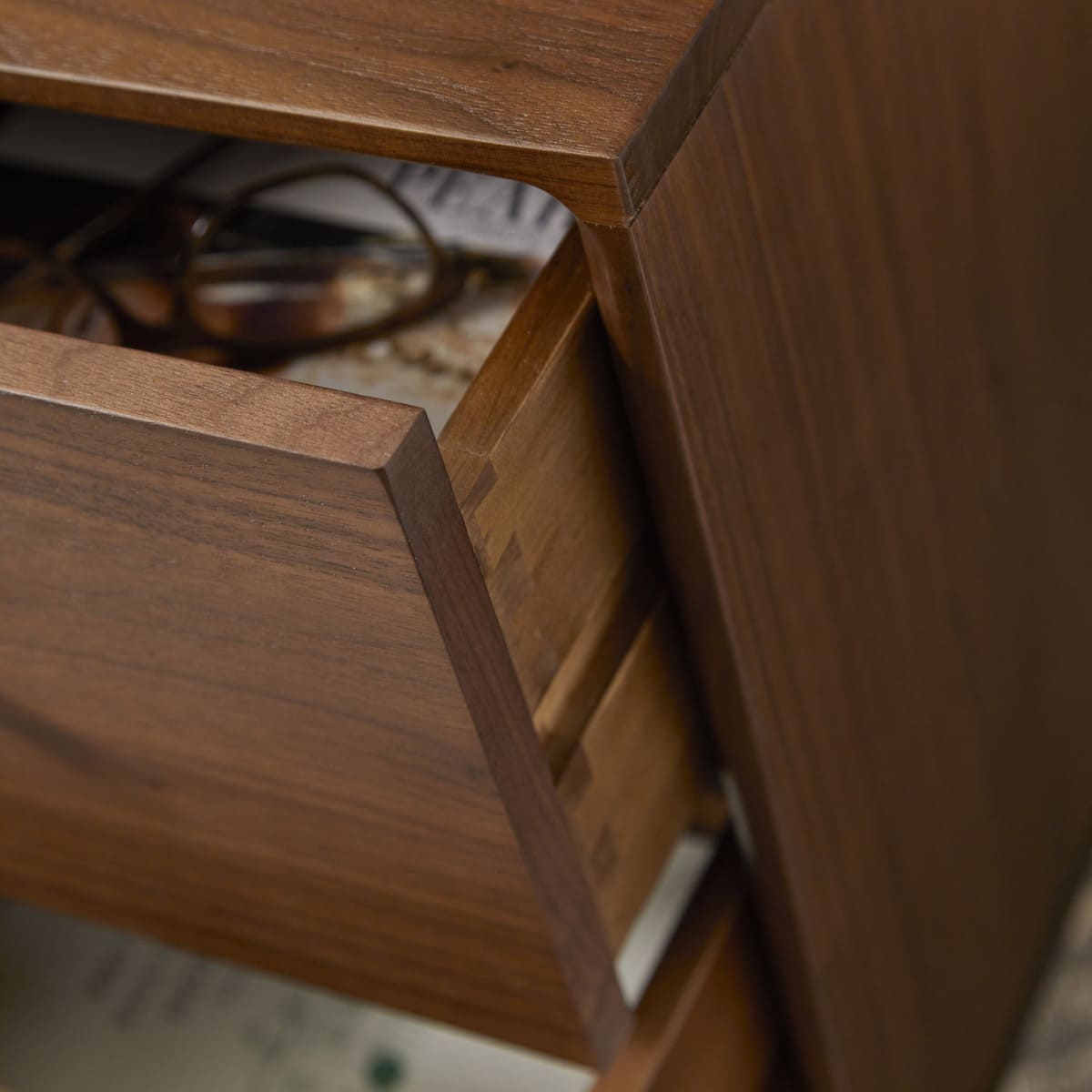 Wright Narrow Walnut Bedside Table - Image 11
