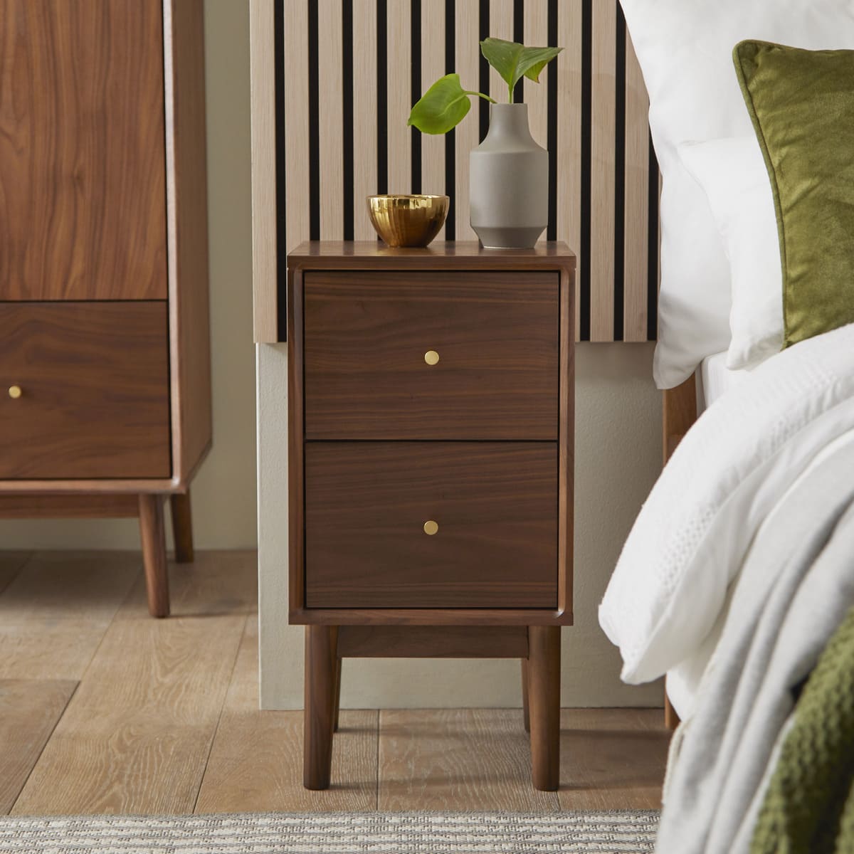 Wright Narrow Walnut Bedside Table - Image 2