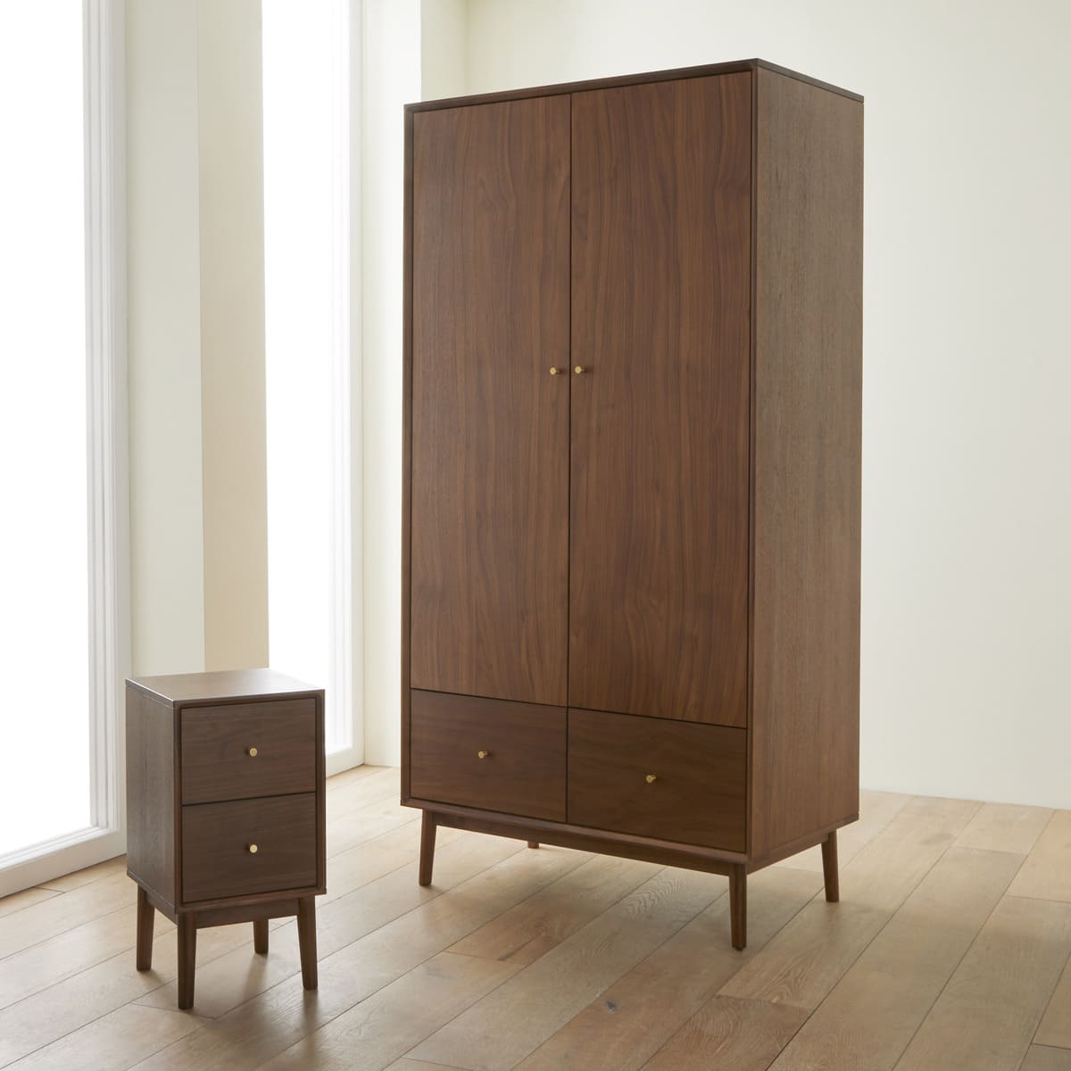 Wright Narrow Walnut Bedside Table - Image 13