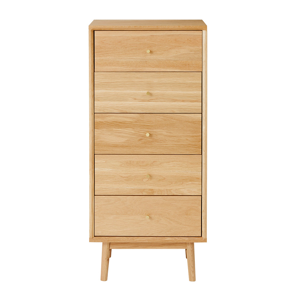 Wright Oak Tallboy Chest of 5 Drawers - Image 8