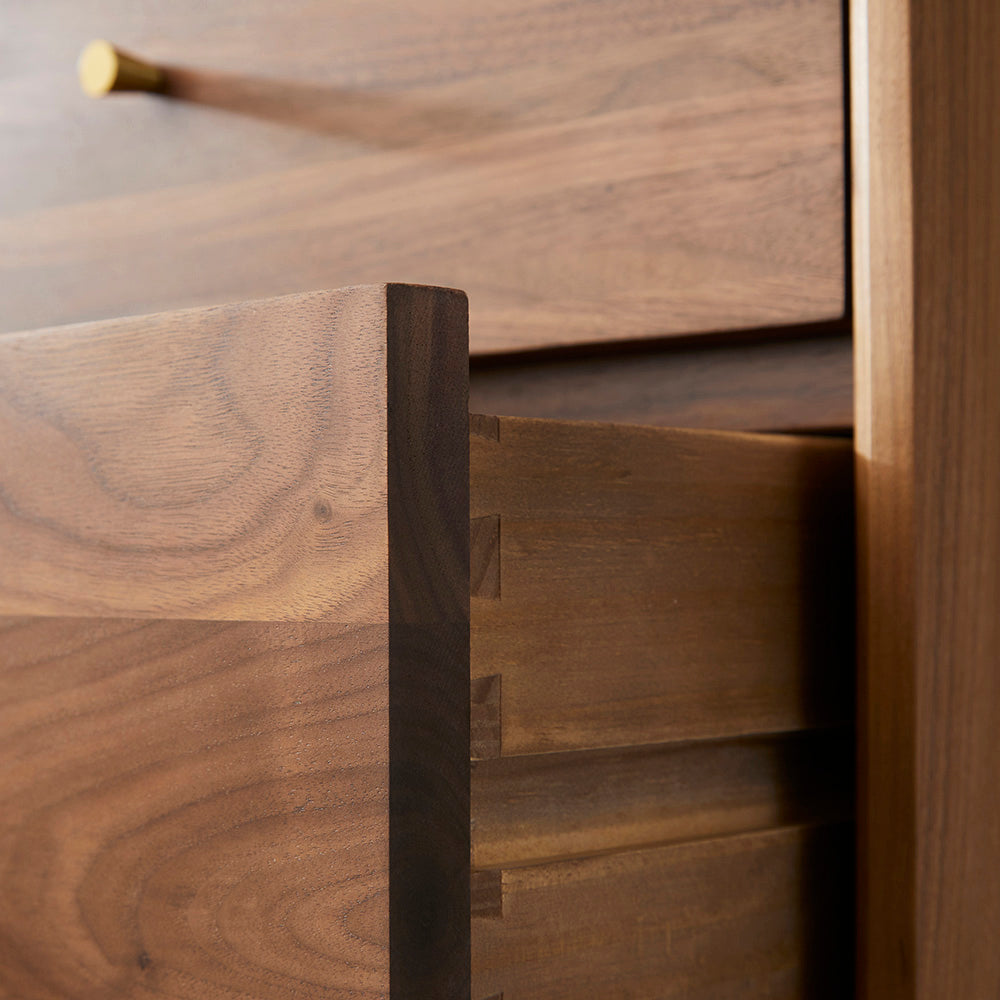 Wright Walnut Tallboy Chest of 5 Drawers - Image 2