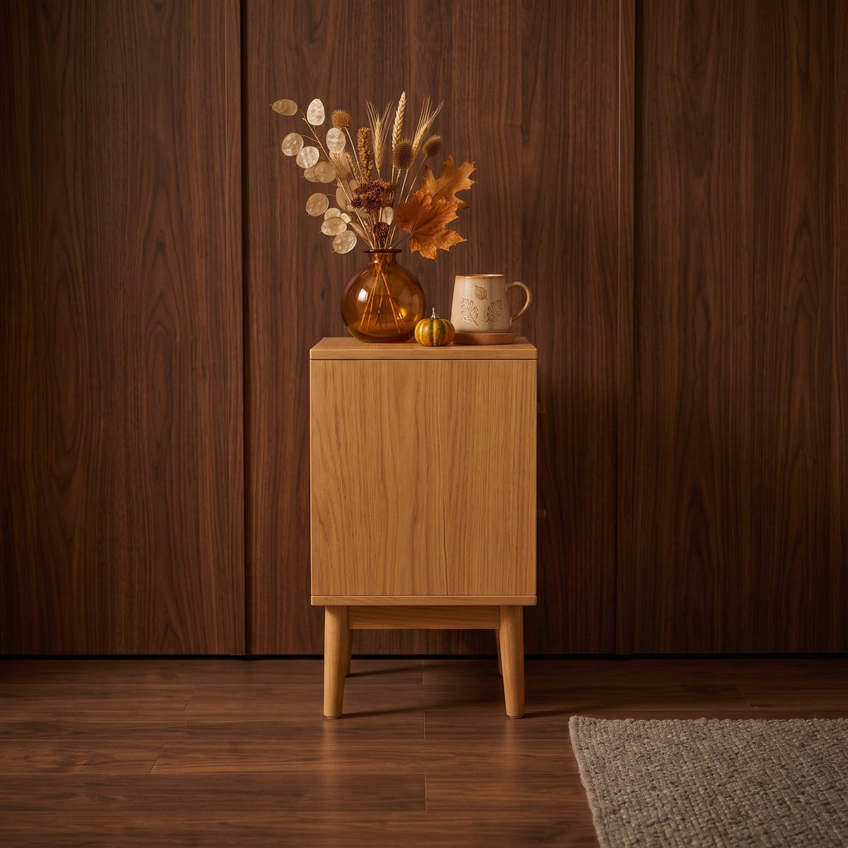 Wright Narrow Oak Bedside Table - Image 4
