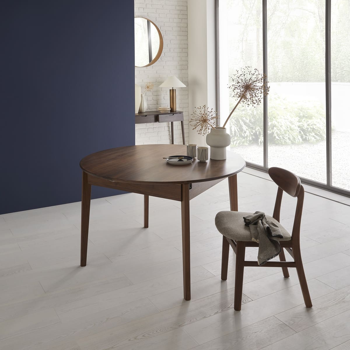 Wright Walnut Round Extendable Dining Table - Image 19