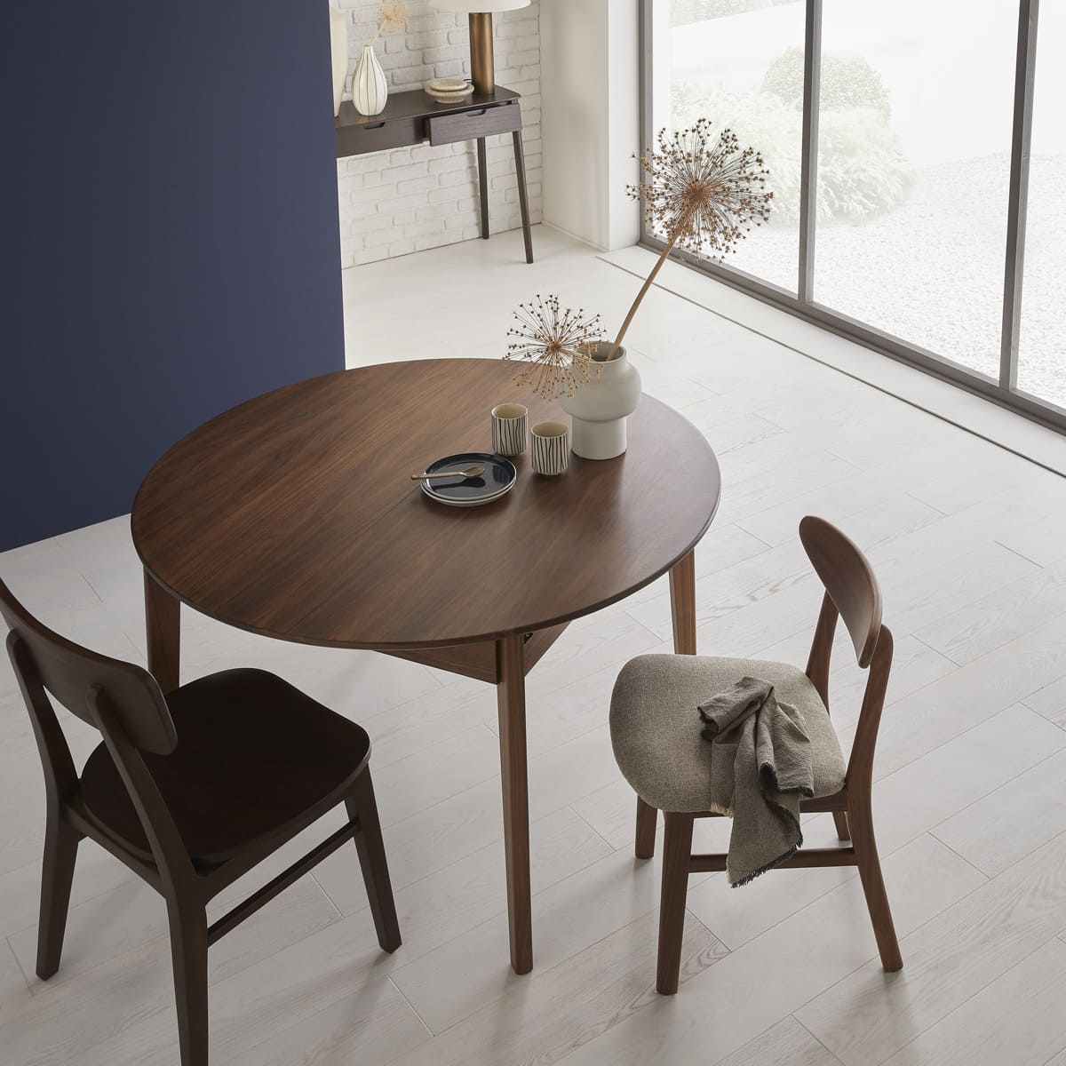 Wright Walnut Round Extendable Dining Table - Image 3
