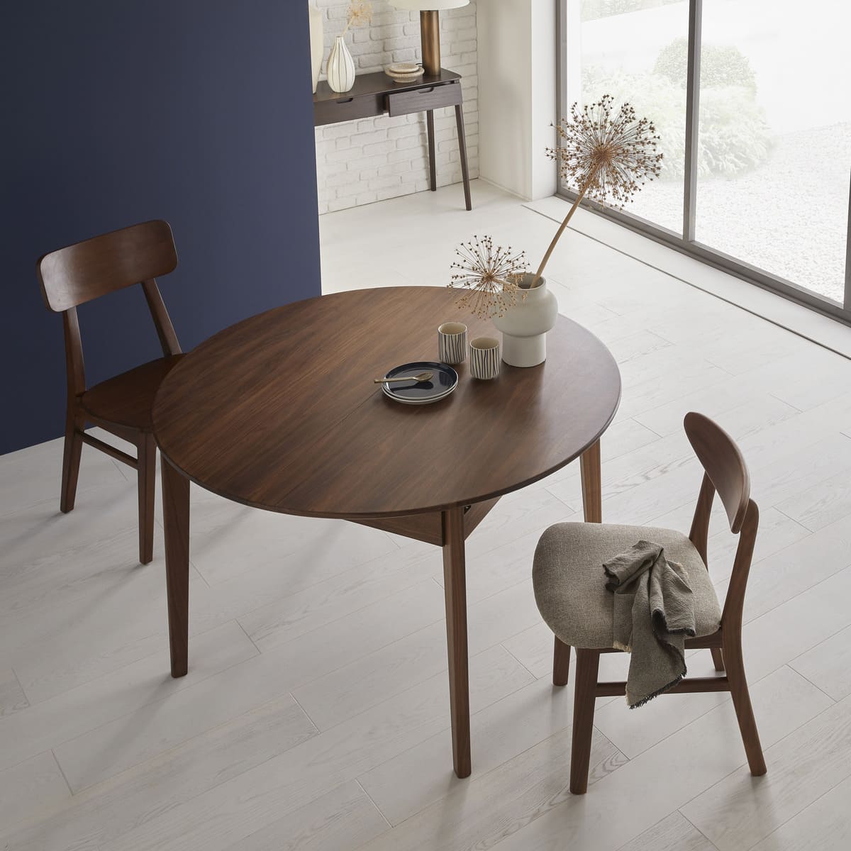 Wright Walnut Round Extendable Dining Table - Image 4
