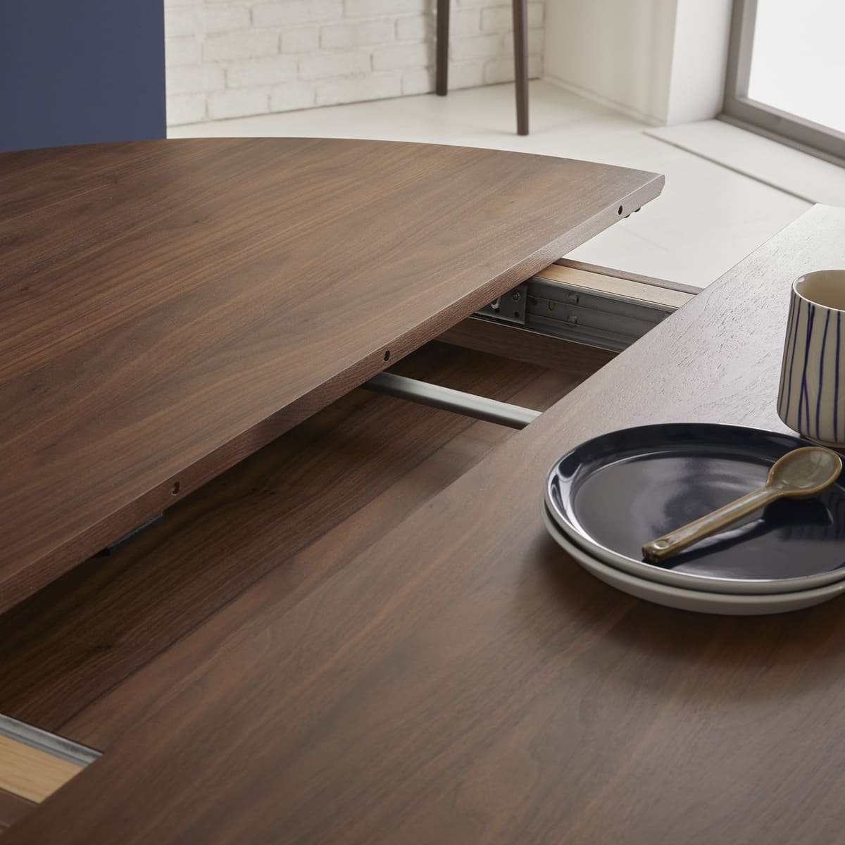 Wright Walnut Round Extendable Dining Table - Image 10