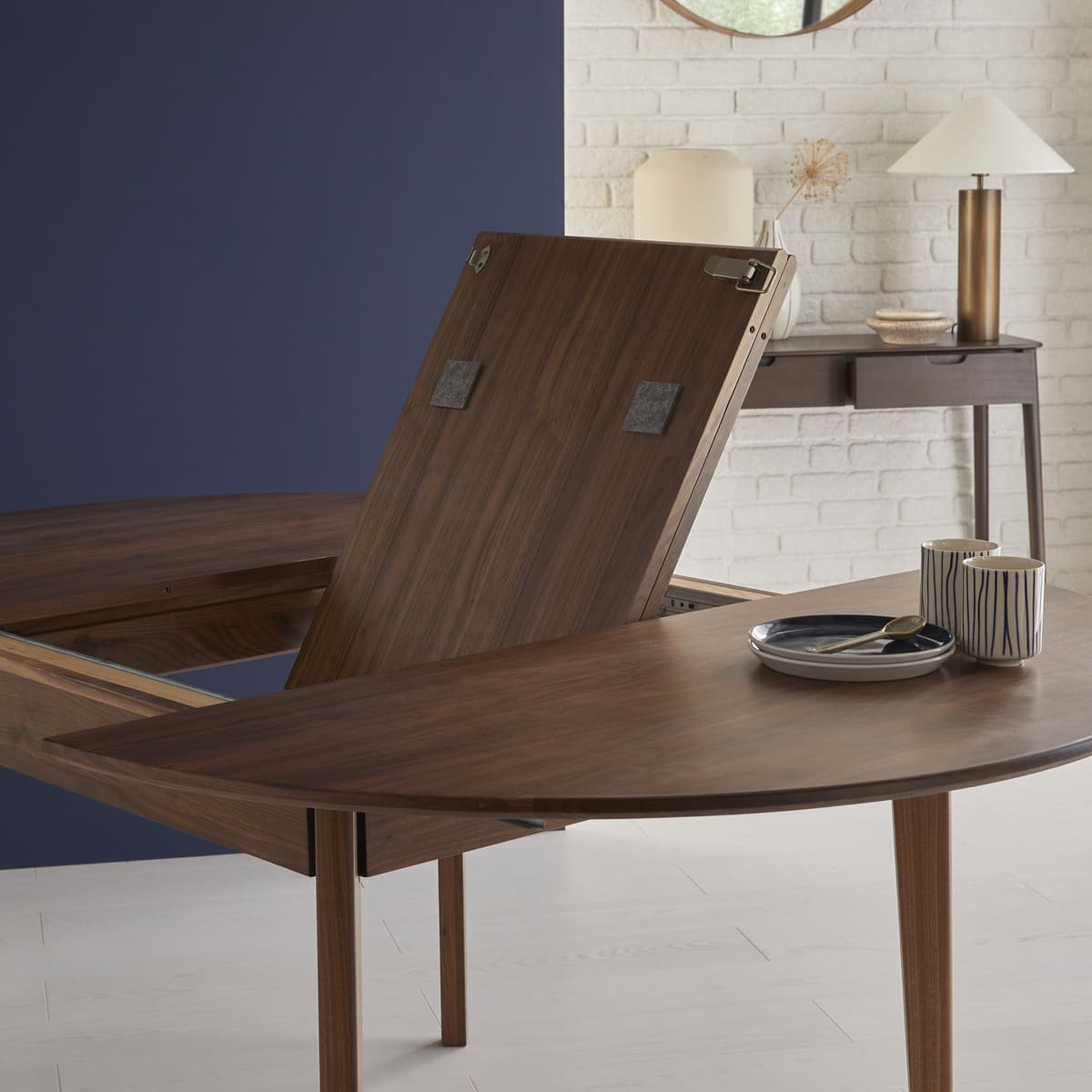 Wright Walnut Round Extendable Dining Table - Image 11