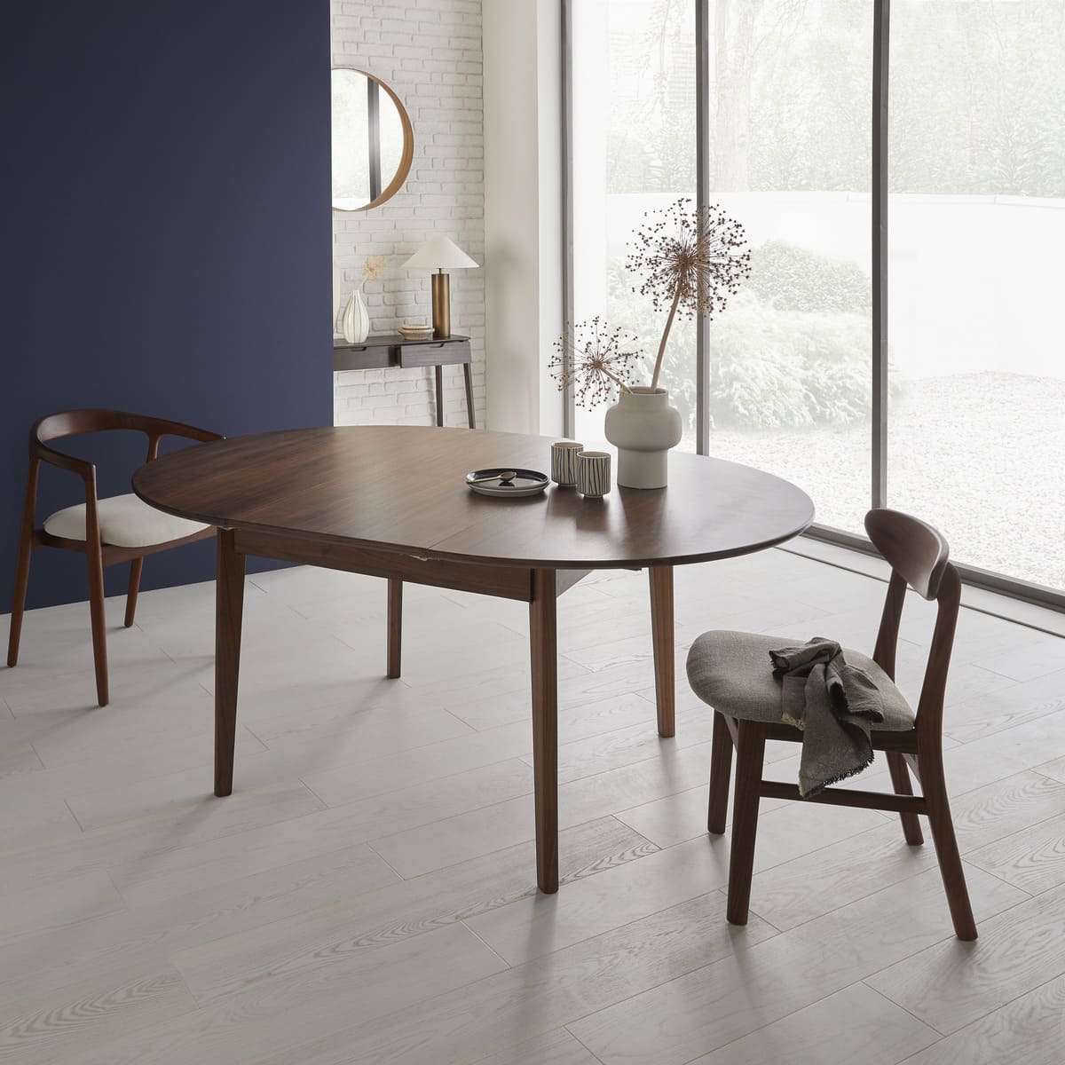 Wright Walnut Round Extendable Dining Table - Image 13