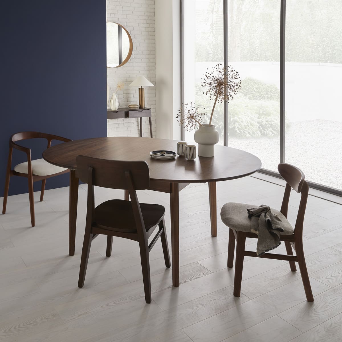 Wright Walnut Round Extendable Dining Table - Image 14