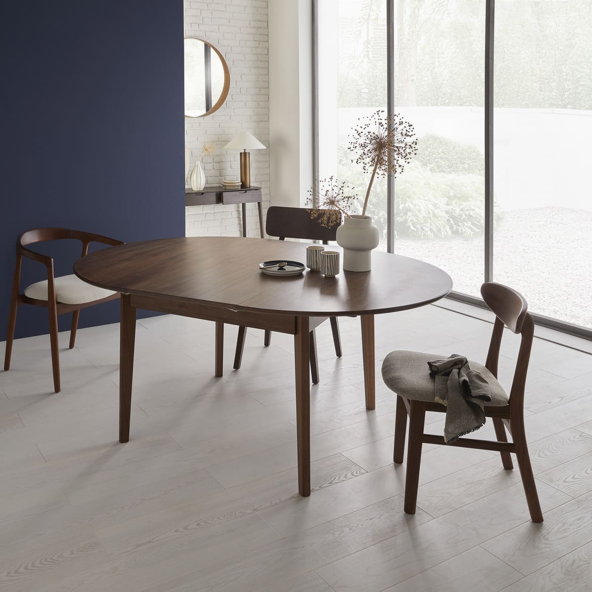 Wright Walnut Round Extendable Dining Table - Image 15