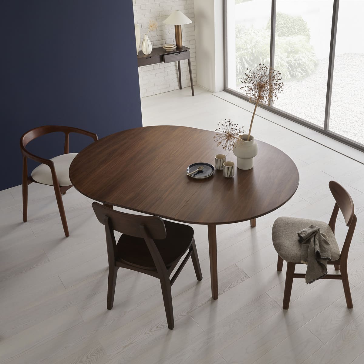 Wright Walnut Round Extendable Dining Table - Image 16