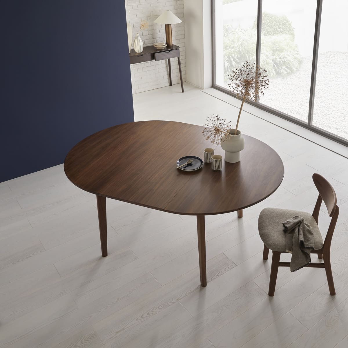 Wright Walnut Round Extendable Dining Table - Image 17