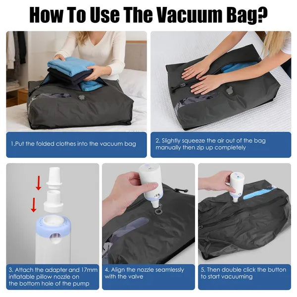 Vacuum Bags With Pump Packing Organizers For Clothing Luggage Backpack Suitcase - Image 5
