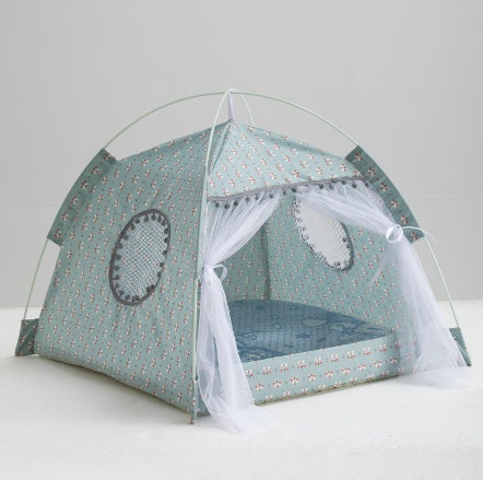 Cat Tent Enclosed Pet Bed - Dark Green