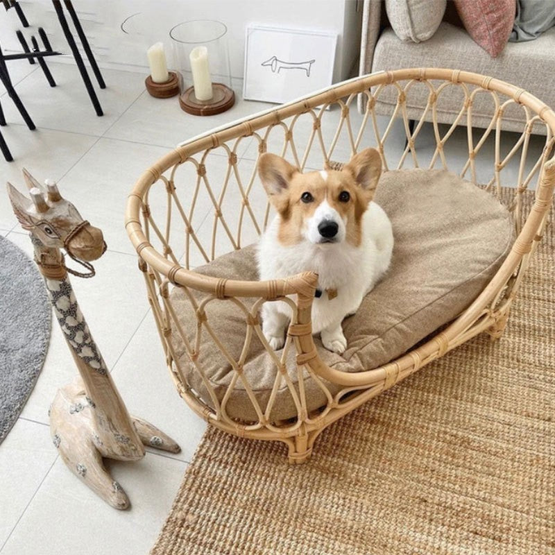 Handmade Rattan Woven Pet Bed Sofa - Image 4