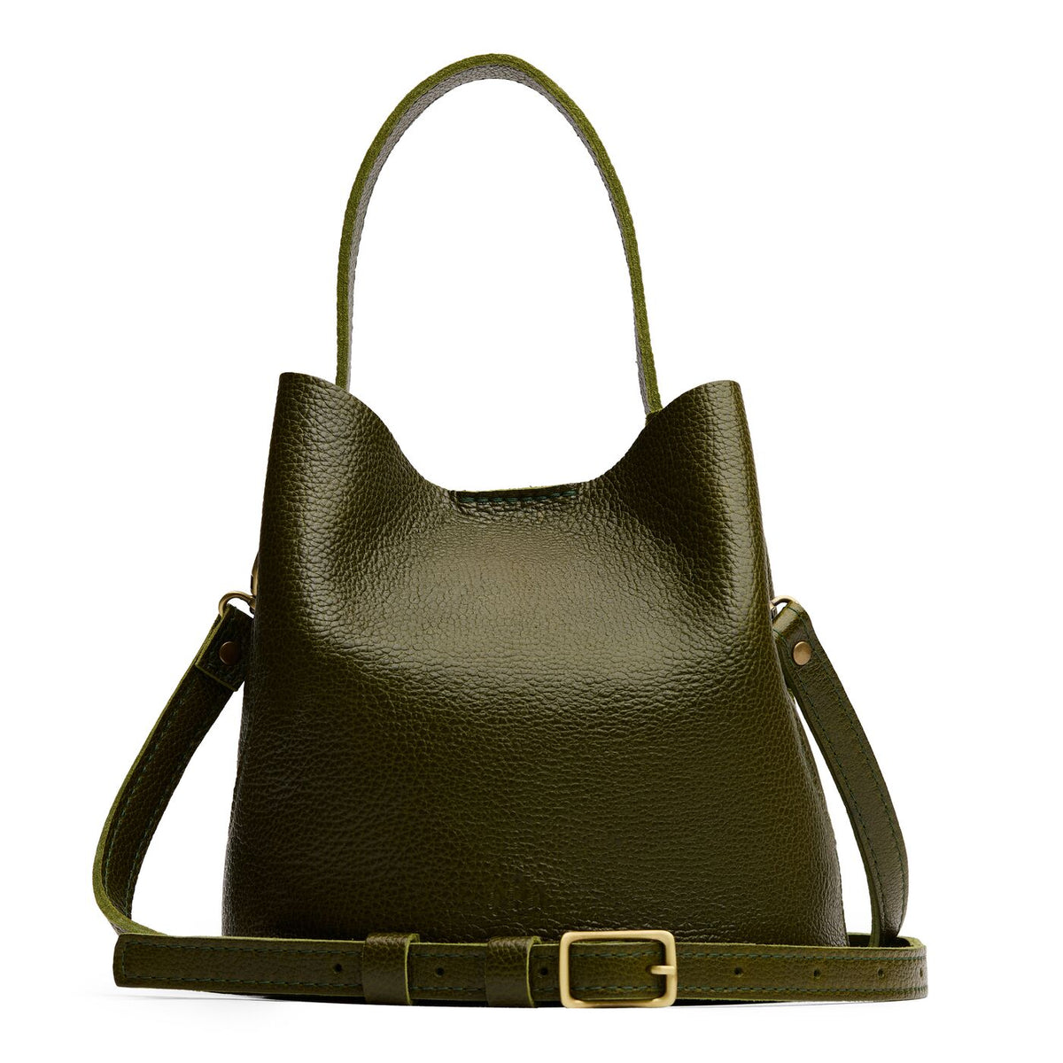'Almost Perfect' Belle Bucket Bag - Pebbled Olive / Large