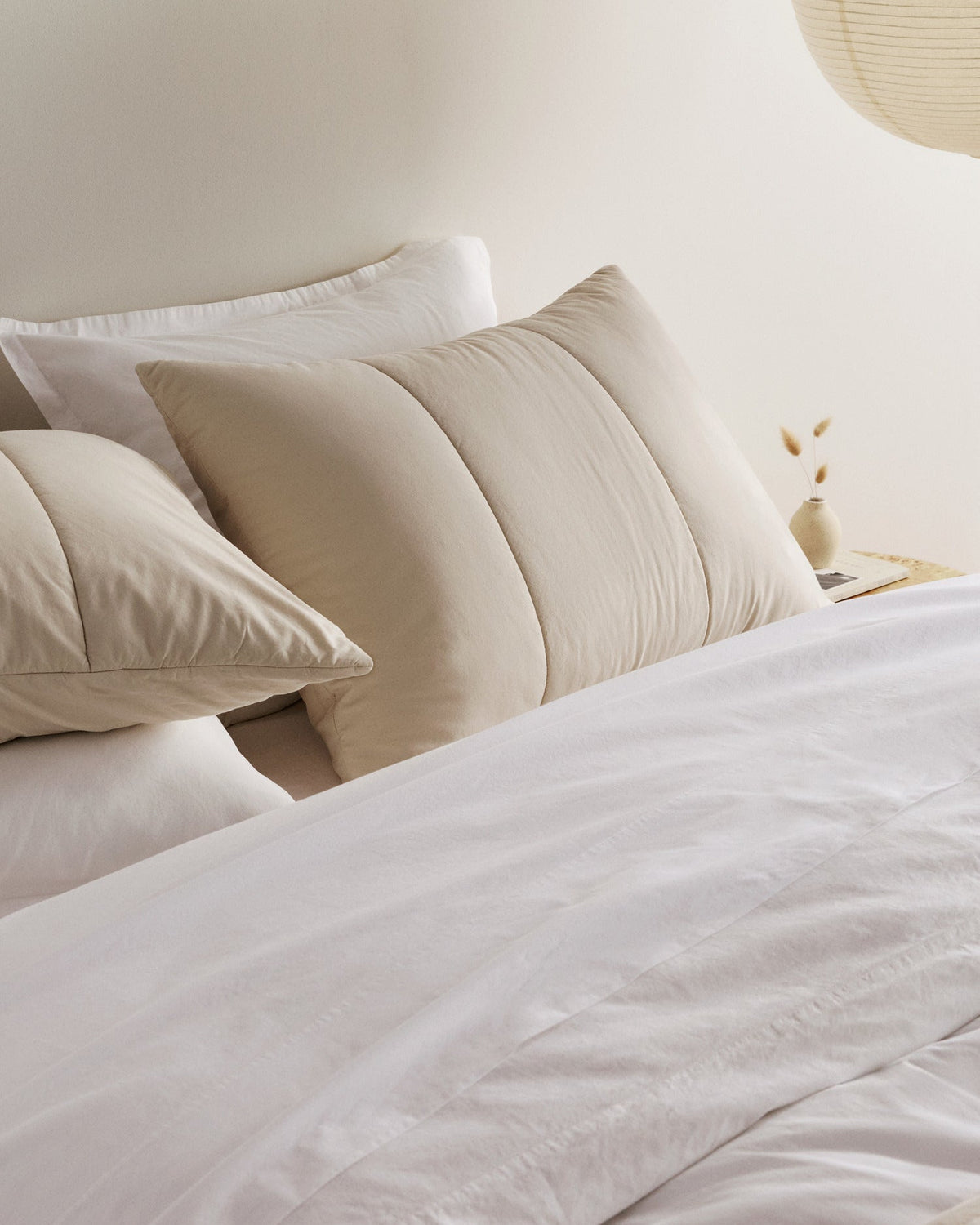 Brushed Cotton Quilted Sham Set (Bone) - Image 2