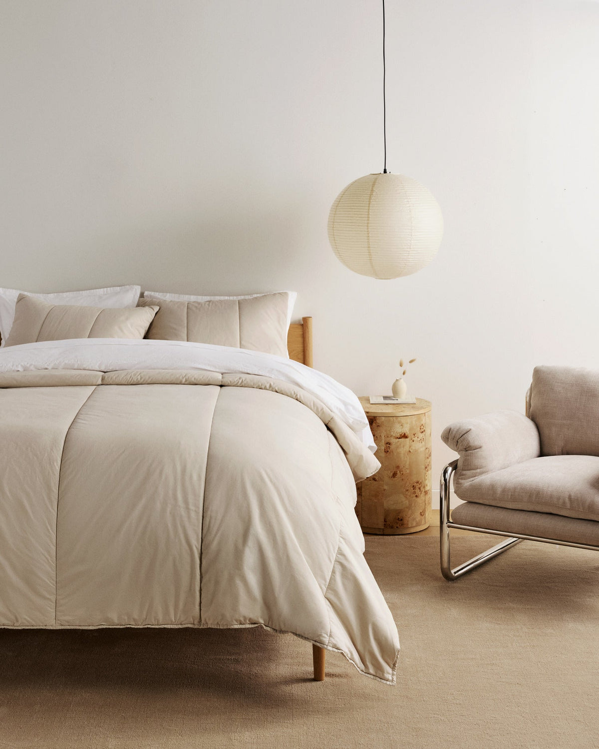 Brushed Cotton Quilted Sham Set (Bone) - Image 4
