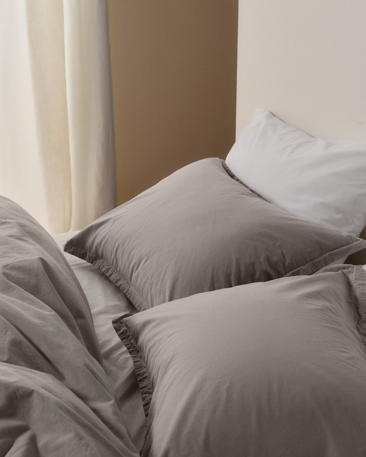 Brushed Cotton Duvet Cover Set - Pebble K/CK - Image 4