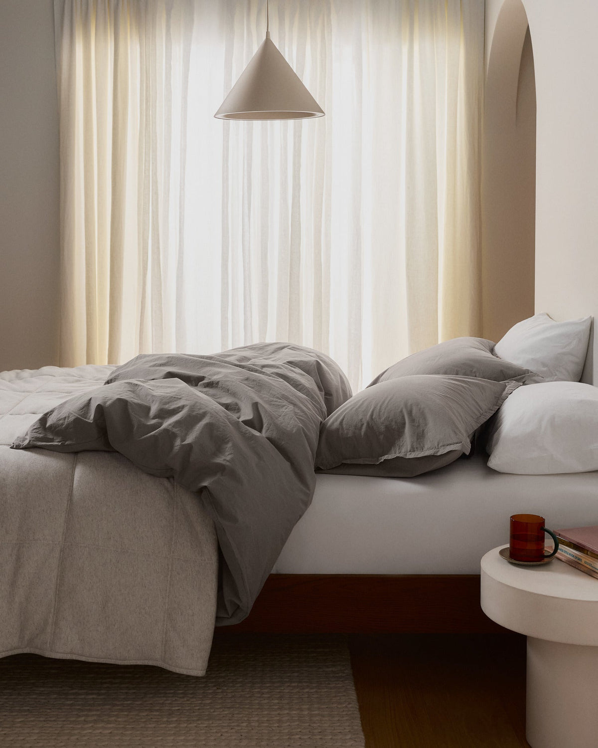 Brushed Cotton Duvet Cover Set - Pebble K/CK - Image 2