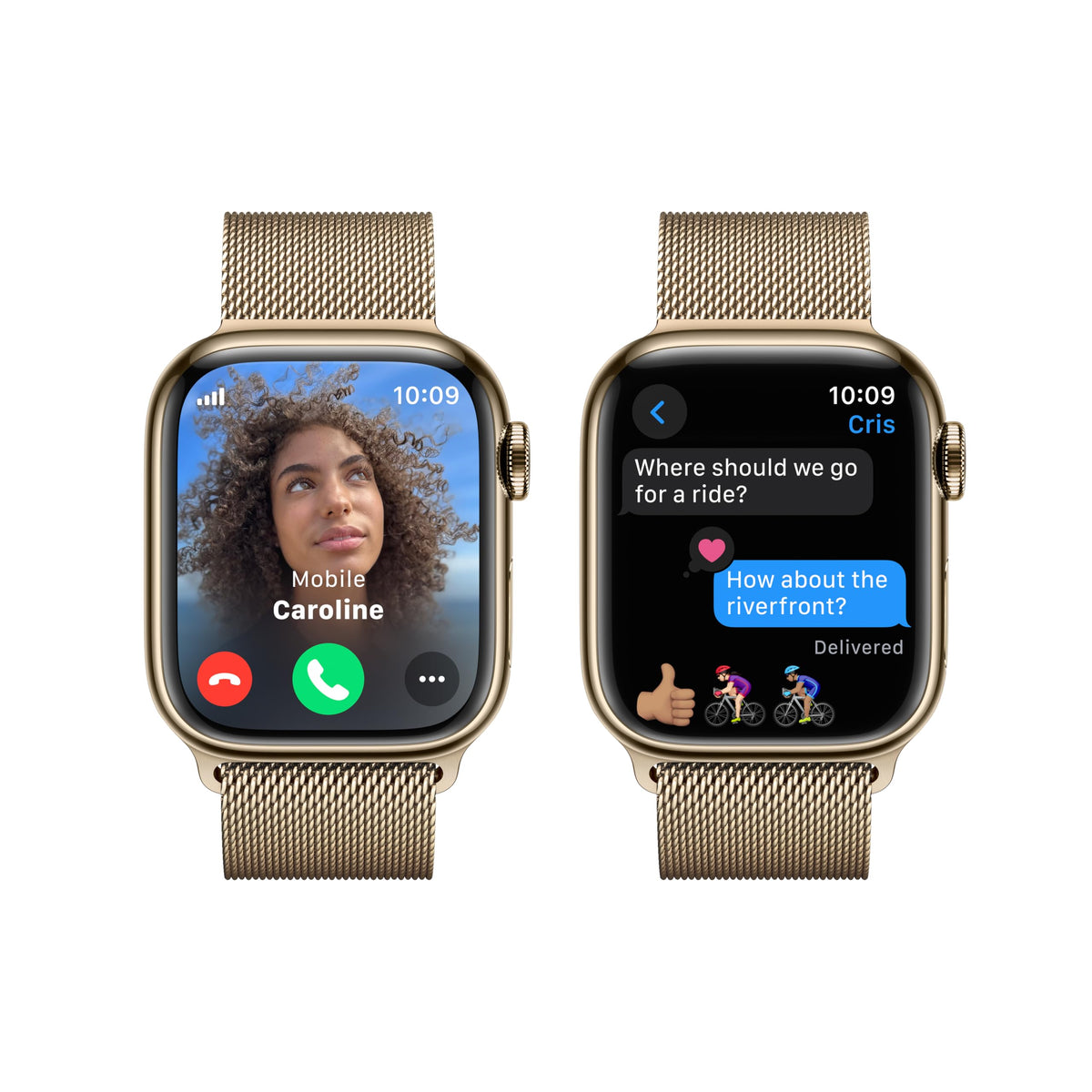 Apple Watch Series 9 (GPS + Cellular) 41mm Gold Stainless Steel Case with Gold Milanese Loop - MRJ73LL/A - Image 4