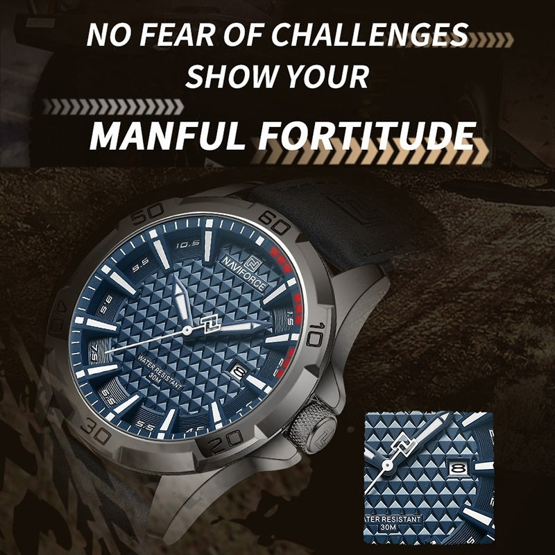 NAVIFORCE Men's Leather Strap Quartz Watch - Image 5