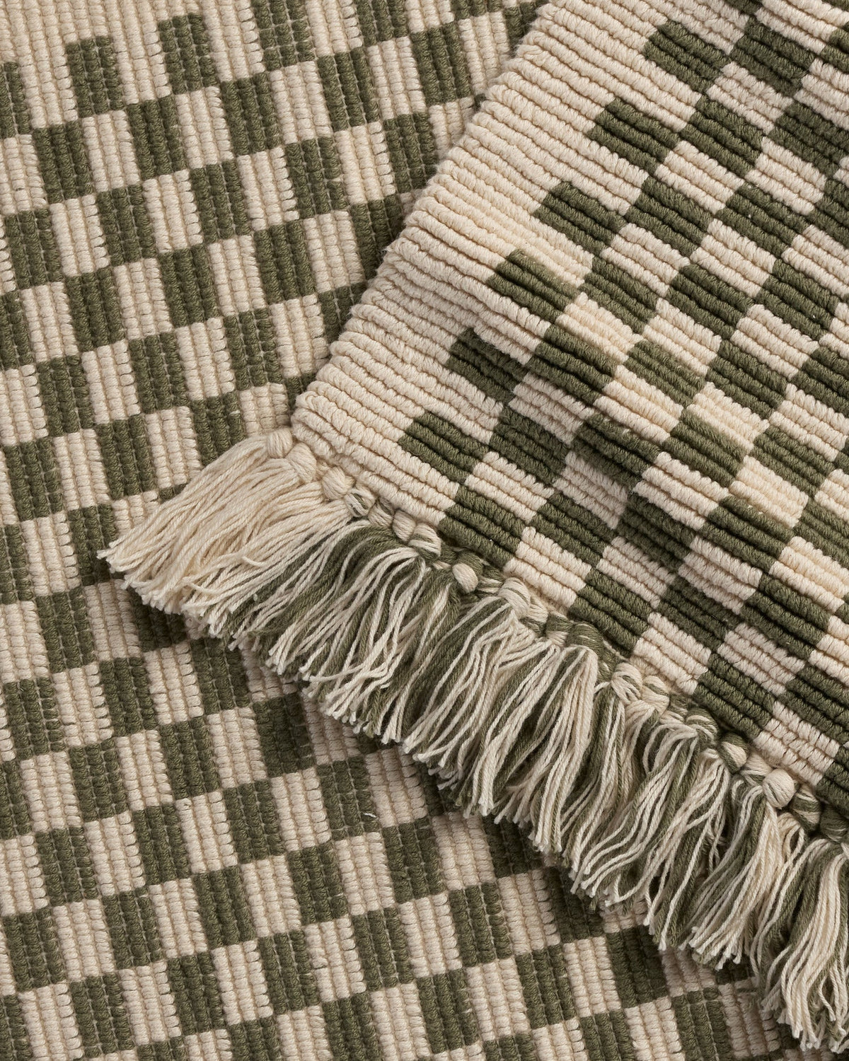 Organic Checkered Bath Rug (Natural and Thyme) - Image 3
