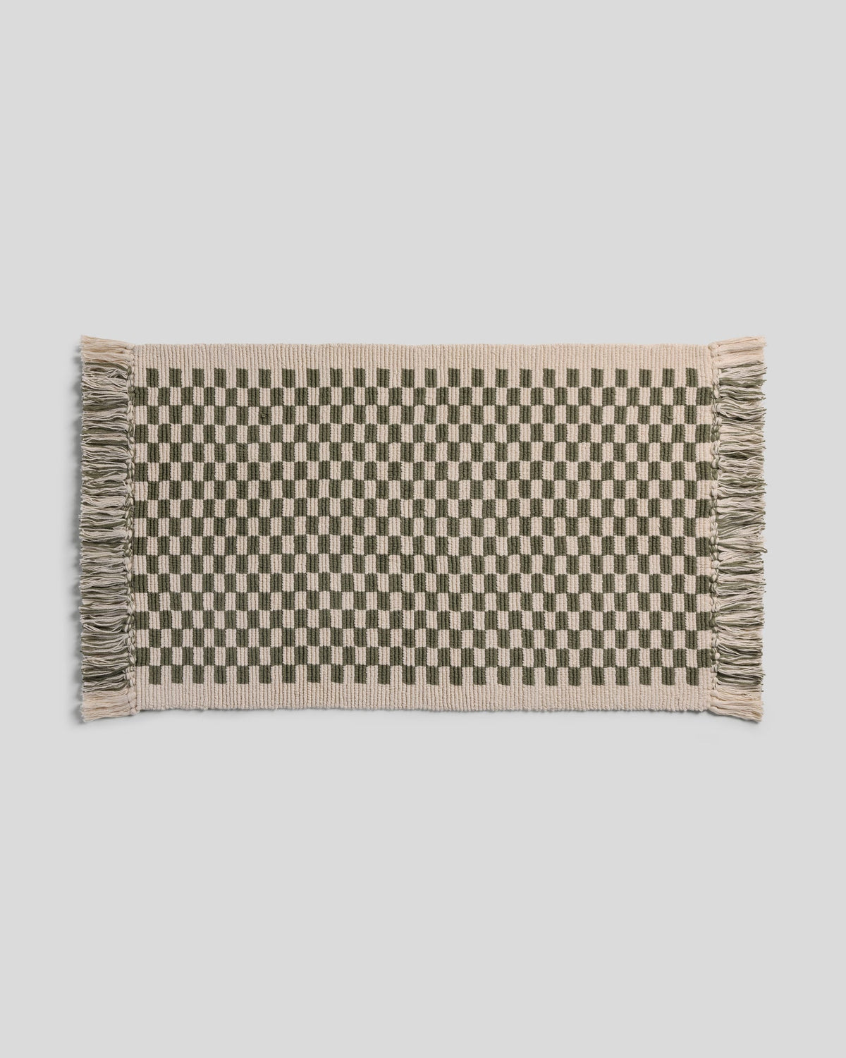 Organic Checkered Bath Rug (Natural and Thyme)