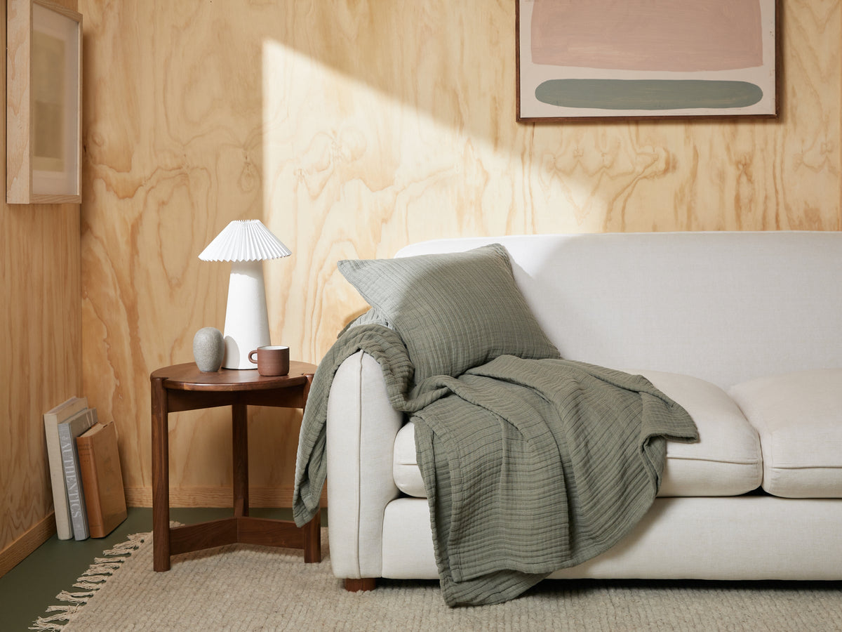 Cloud Linen Gauze Throw (Moss) - Image 2