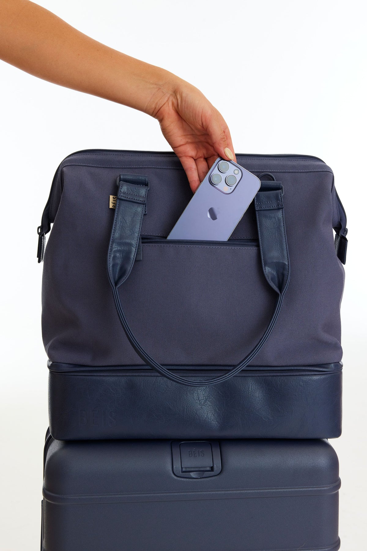 The Convertible Mini Weekender in Navy - Image 9
