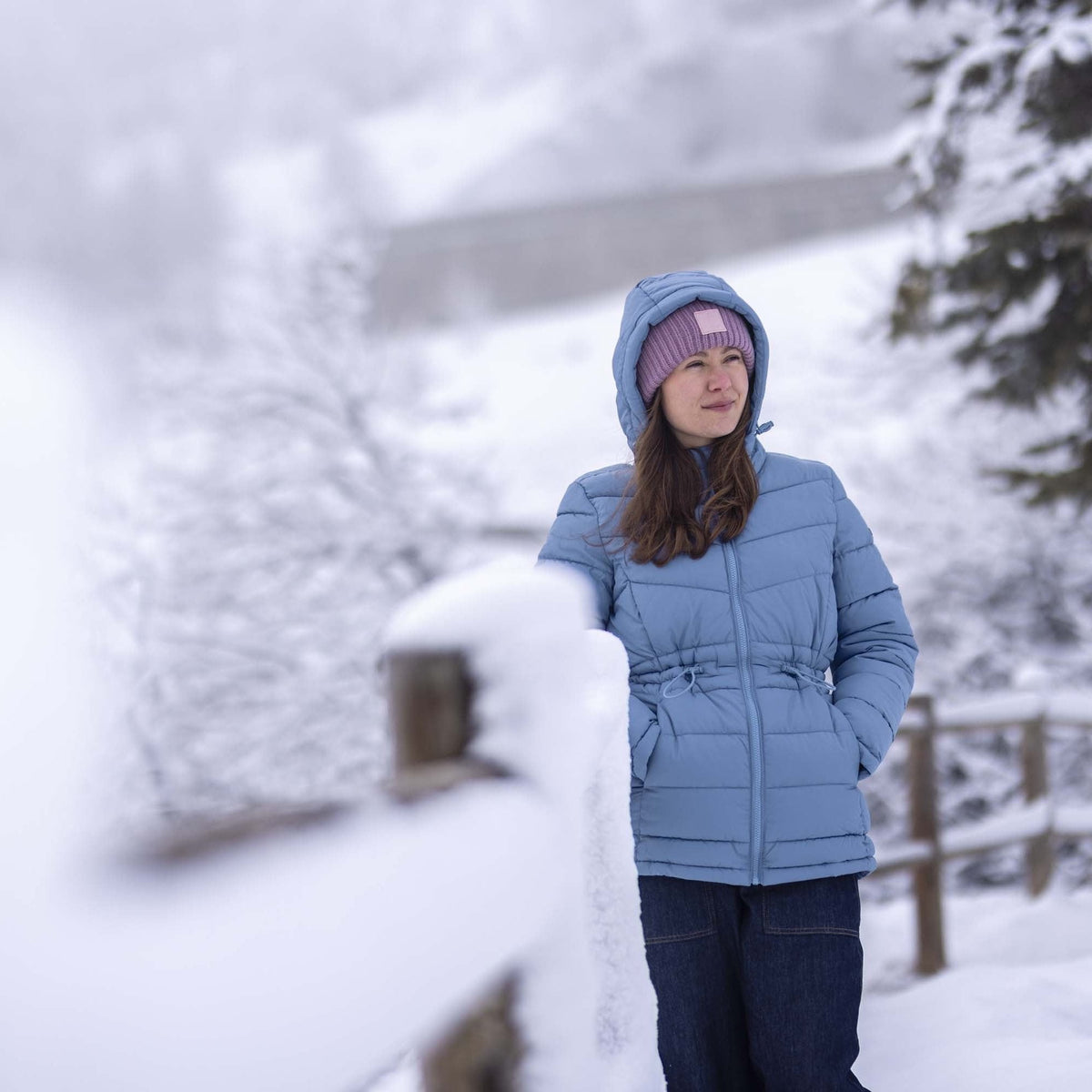 Anthorn Womens Padded Parka - Misty Blue - Image 12