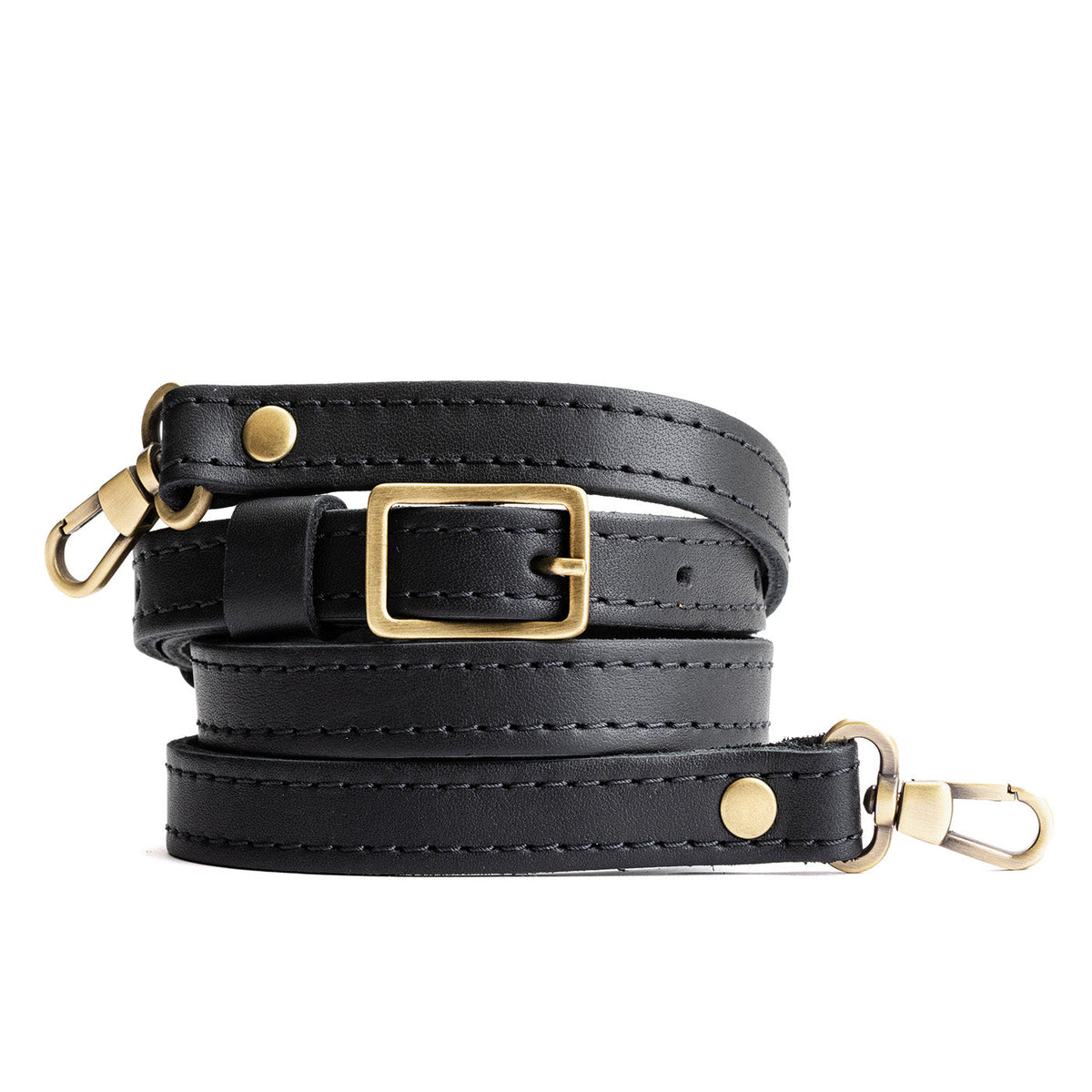 Small Leather Crossbody Strap - Black