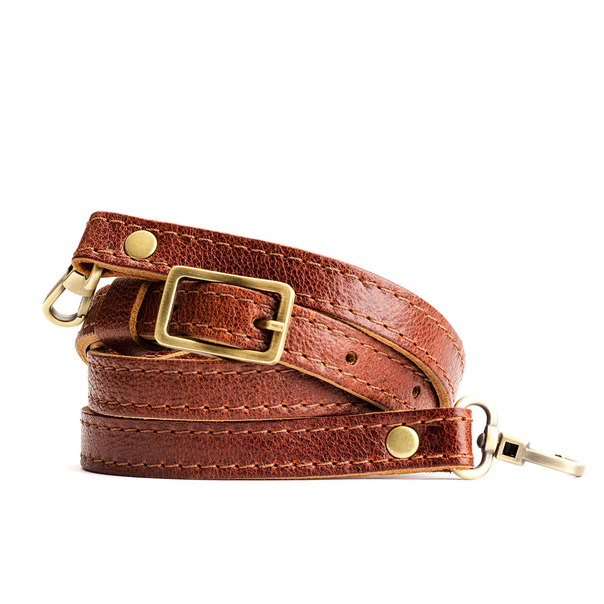 Small Leather Crossbody Strap - Nutmeg